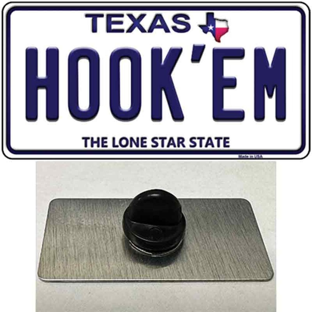 Hook'Em Horns Texas Hat Pin Tag Novelty Metal Backpack Retro New 1.5"x.75"